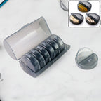 FERVENT Weekly Pill Organizer with 7 rainbow-colored daily boxes inside a clear case.