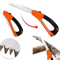 15-inch Folding Pruning Saw from Indo Glow, showcasing its sharp blade and ergonomic non-slip handle.