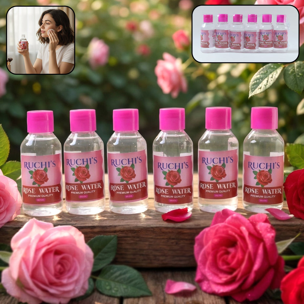 Premium rose water face cleanser 6-piece set, 100 ml bottles for daily skincare