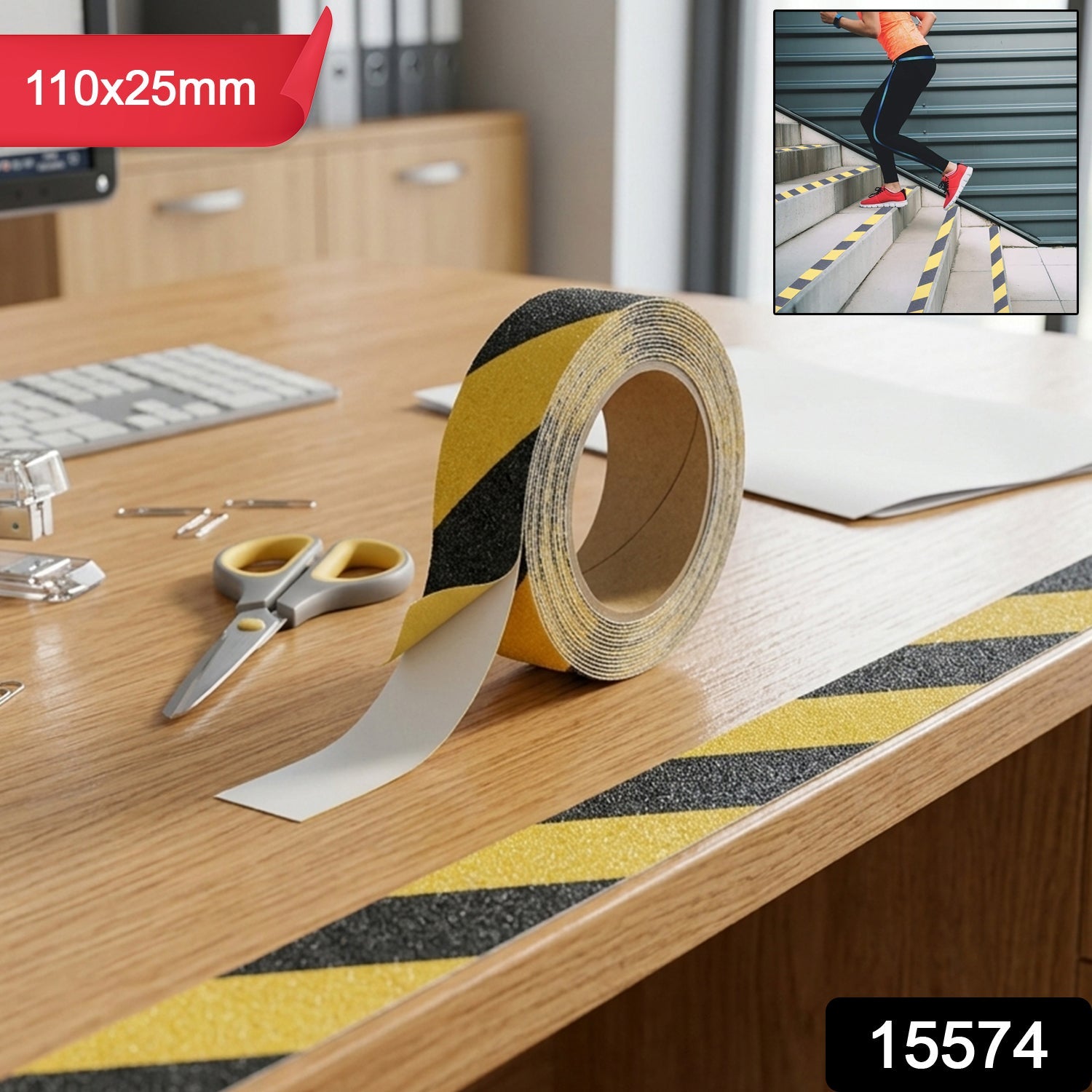 stair anti slip tape on staircase for secure footing