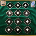 Jewellery storage box set with soft cushions holding rings and earrings securely