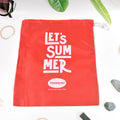 Multipurpose drawstring bag in red on a clean white background.