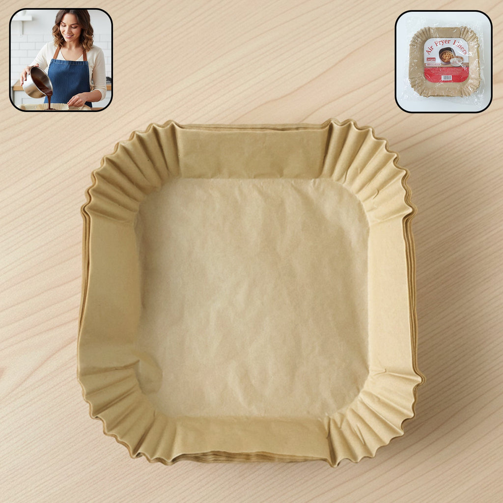 Square disposable paper air fryer liners for easy cooking and cleaning