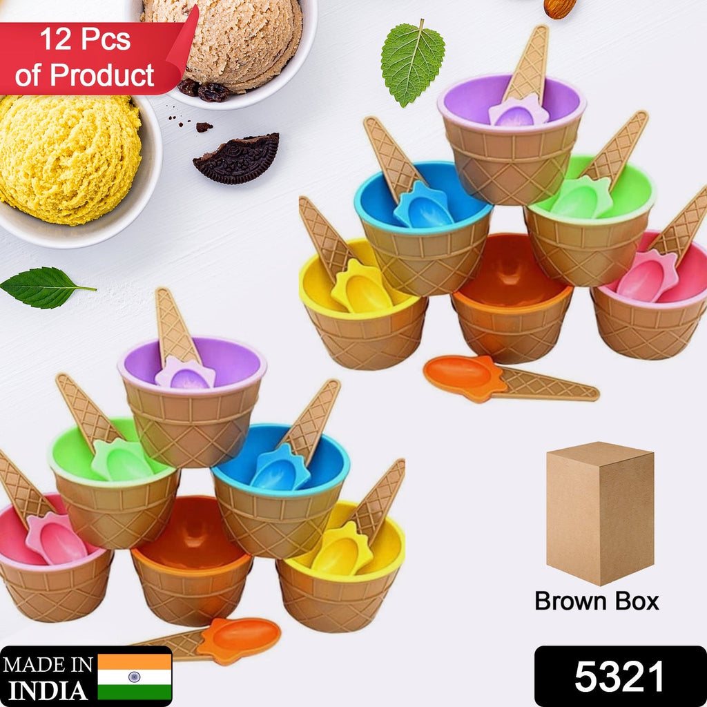 Twelve-piece ice cream bowl set packaged in a colorful retail box.