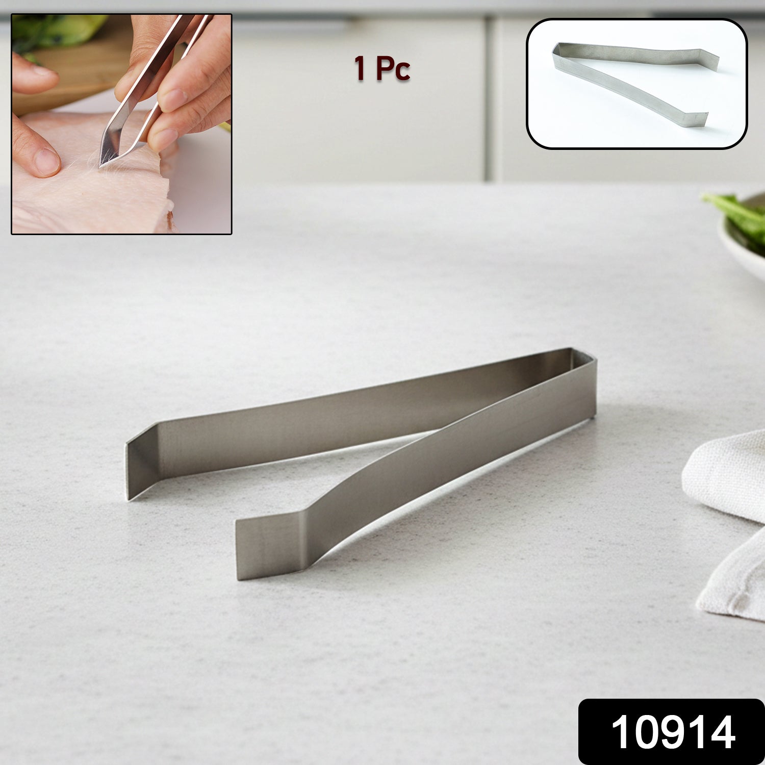 Close-up view of rust-resistant stainless steel fish bone tweezer