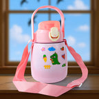 700ML stainless steel insulated water bottle with handle and decorative stickers
