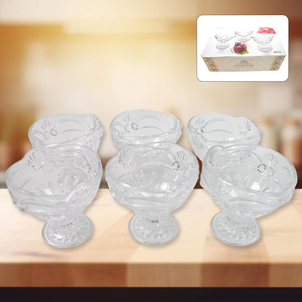 Glass Ice Cream Cups in a classic tulip design, ready for serving desserts.