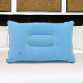 Inflatable travel pillow showing its compact size and comfortable design