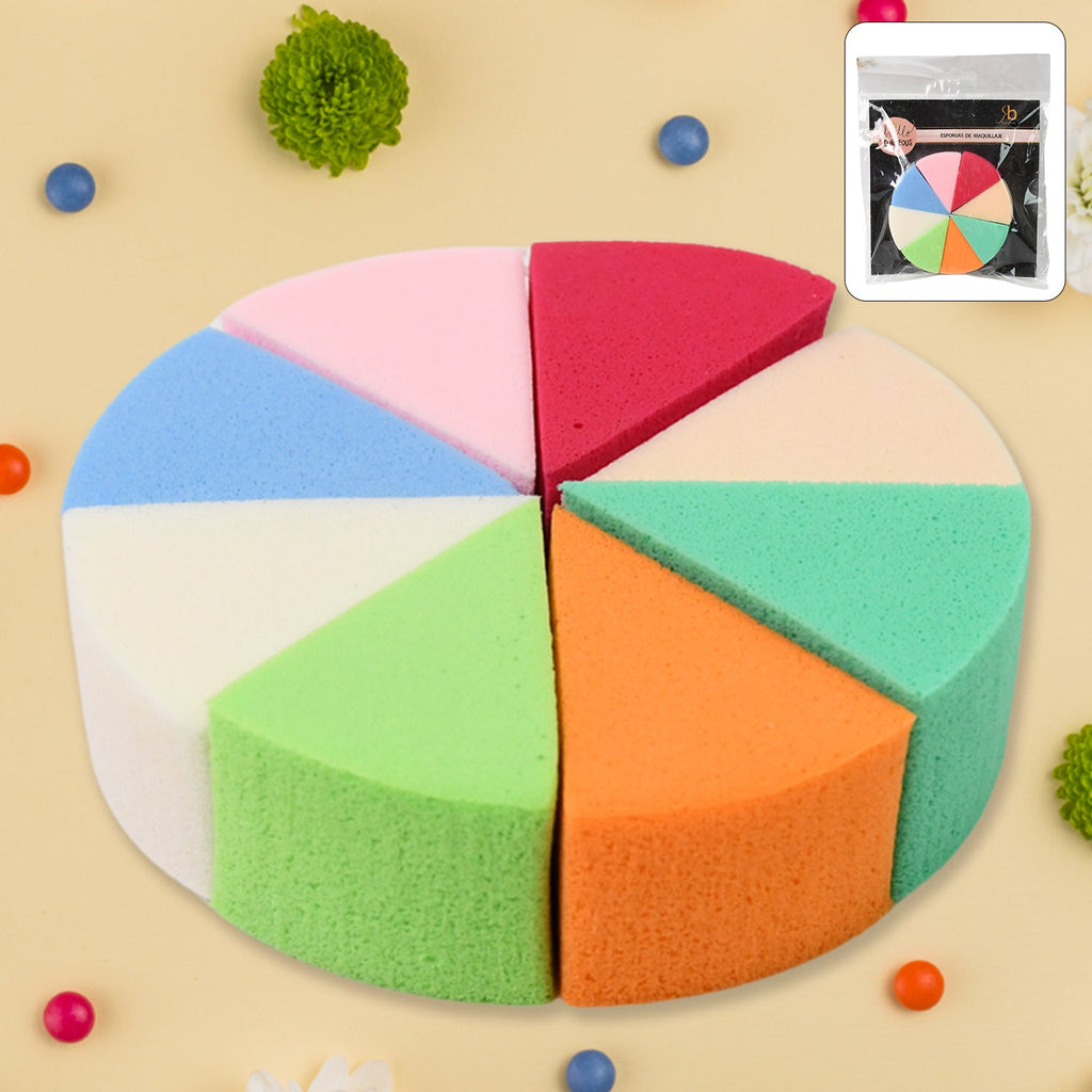 Group of triangle cosmetic puffs with varied textures, ideal for flawless face cleaning.