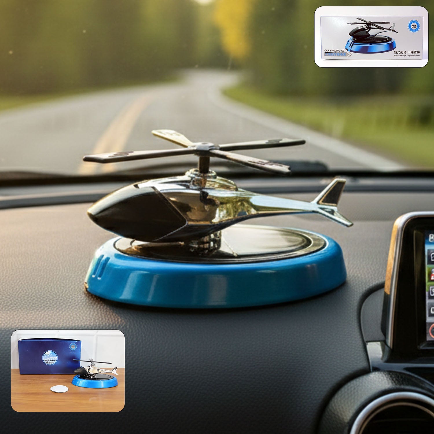 Car perfume diffuser in helicopter shape providing fresh interior aroma