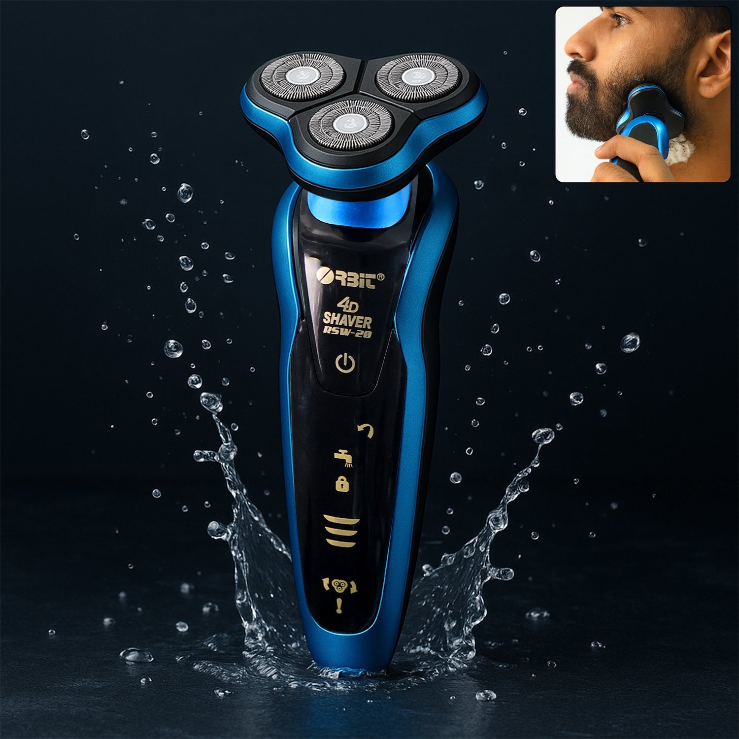 4D rechargeable electric shaver with triple floating blades