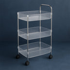 3-layer storage trolley with wheels and transparent baskets