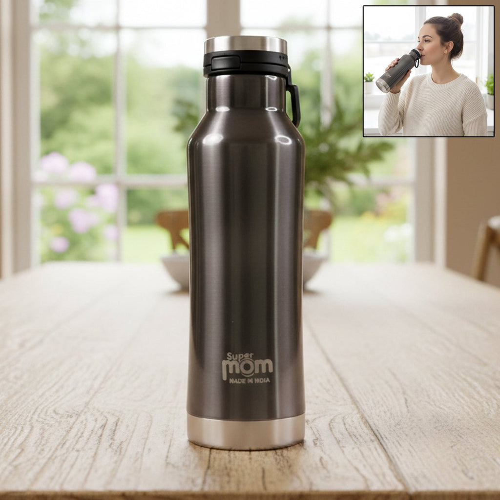 Supermom 500 ml insulated stainless steel hydro water bottle with flip lock lid