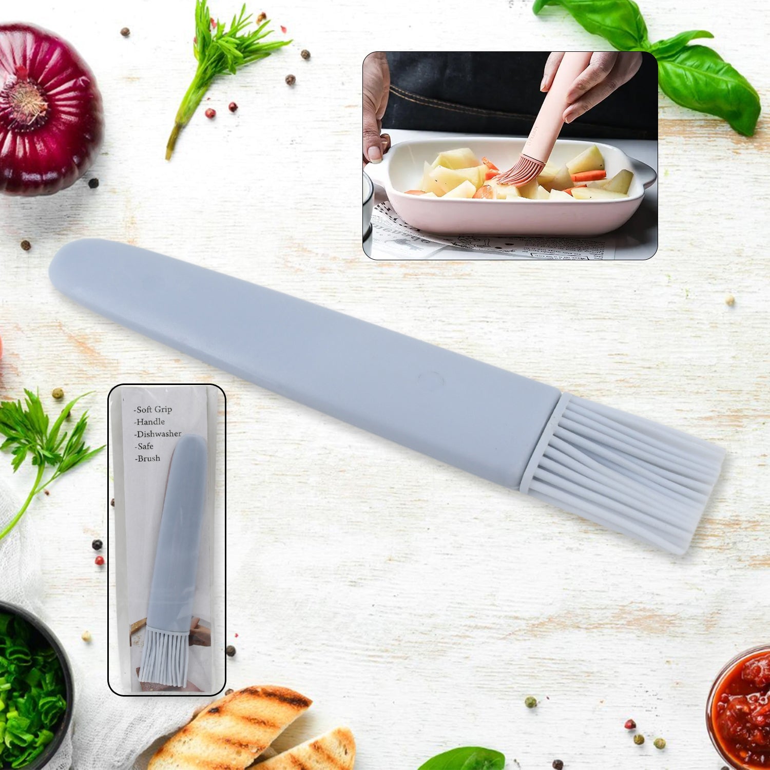 Premium silicone pastry brush with an ergonomic handle for comfortable grip.