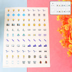 Switch Icon Sticker Sheet showing 88 visual labels for home and office switchboards