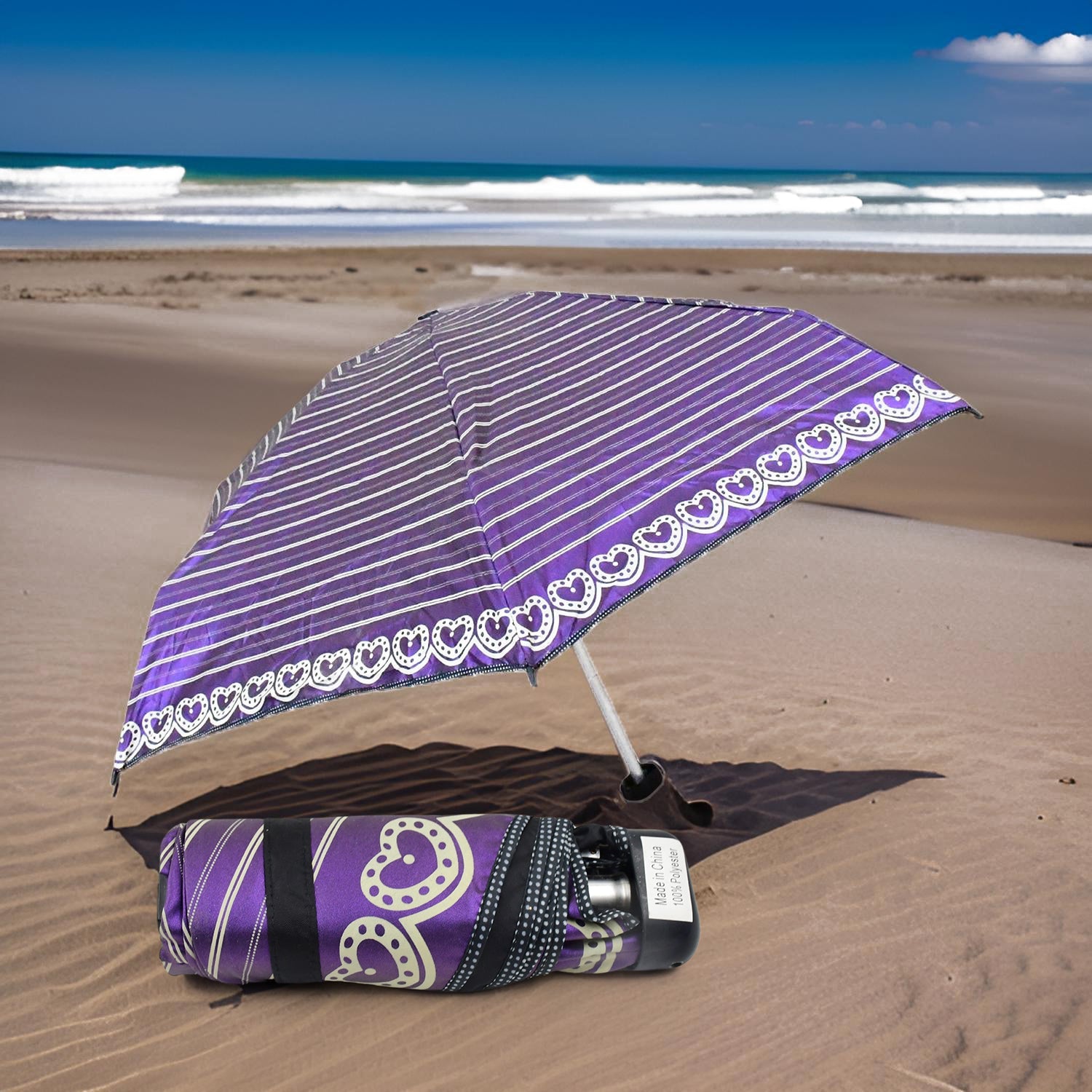 A sleek 3-fold sun protective umbrella, perfect for Indian weather.