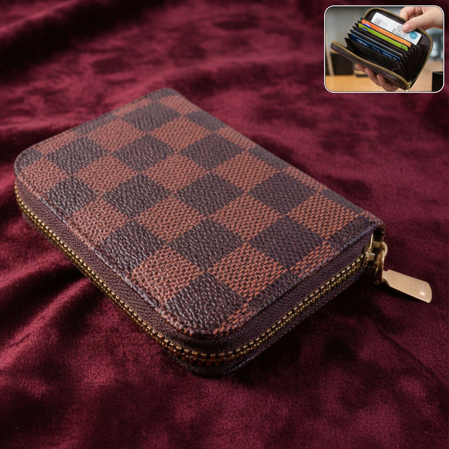 Compact zip card holder wallet in mini size