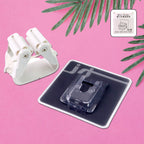 Wall mounted mop & broom holder neatly organizing cleaning tools.