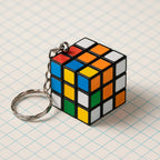Multi-coloured Mini Magic Cube Puzzle keychain showing all sides.