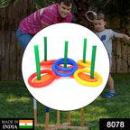Children joyfully playing with the colorful Ring Toss Game outdoors.
