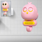 White self-adhesive Cute Bird Wall Hook with blinking eyes on a wall.