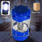 Front view of the efficient 12 LED camping lantern, ready for use.