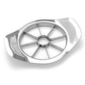 Stainless steel apple cutter with sharp blades for quick fruit slicing.