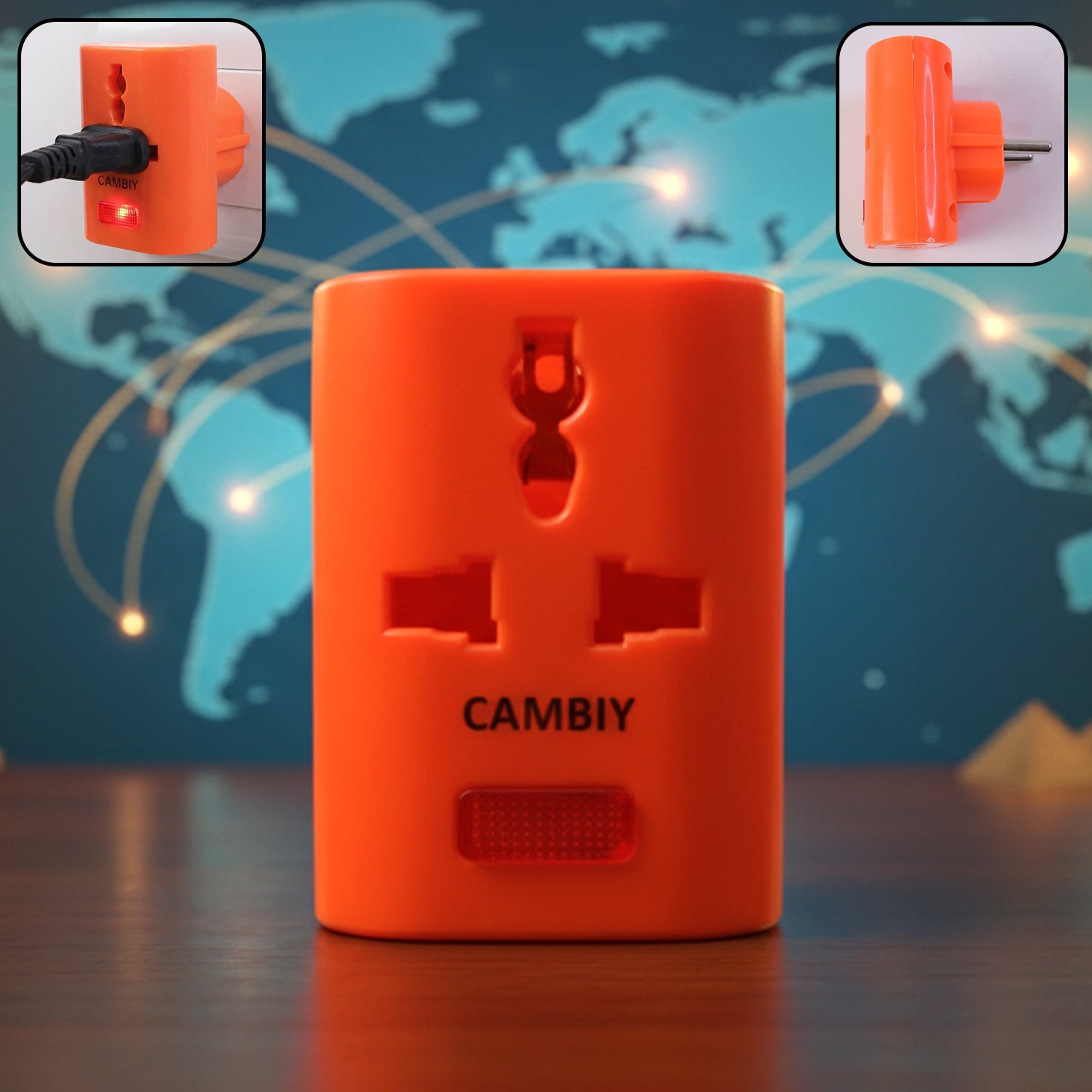 3 slot multi pin universal plug adapter with secure socket grip