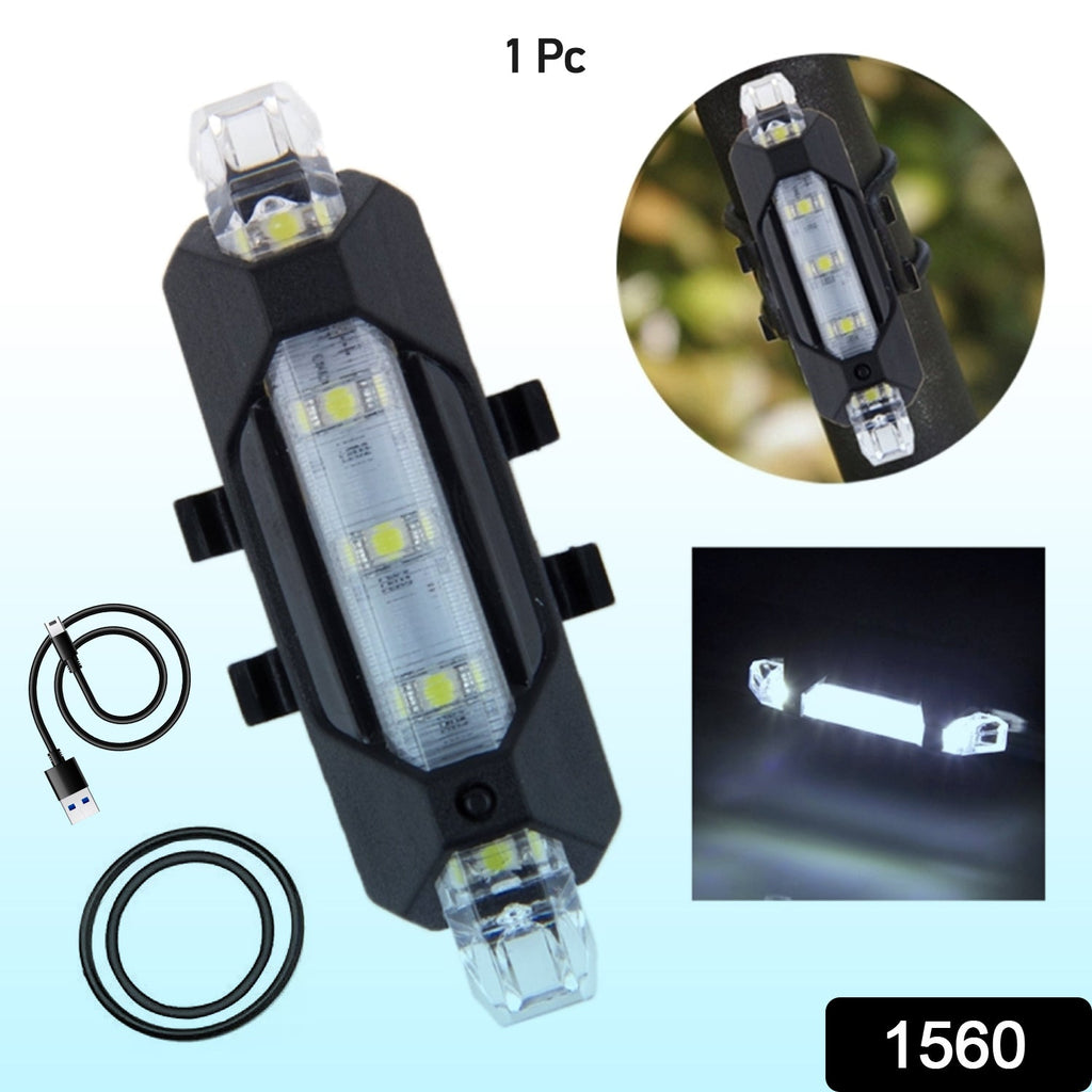 Complete USB rechargeable front and rear LED bicycle light set ready for use.