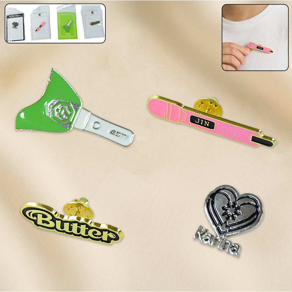 Collection of vibrant metal badge pins with enamel finish