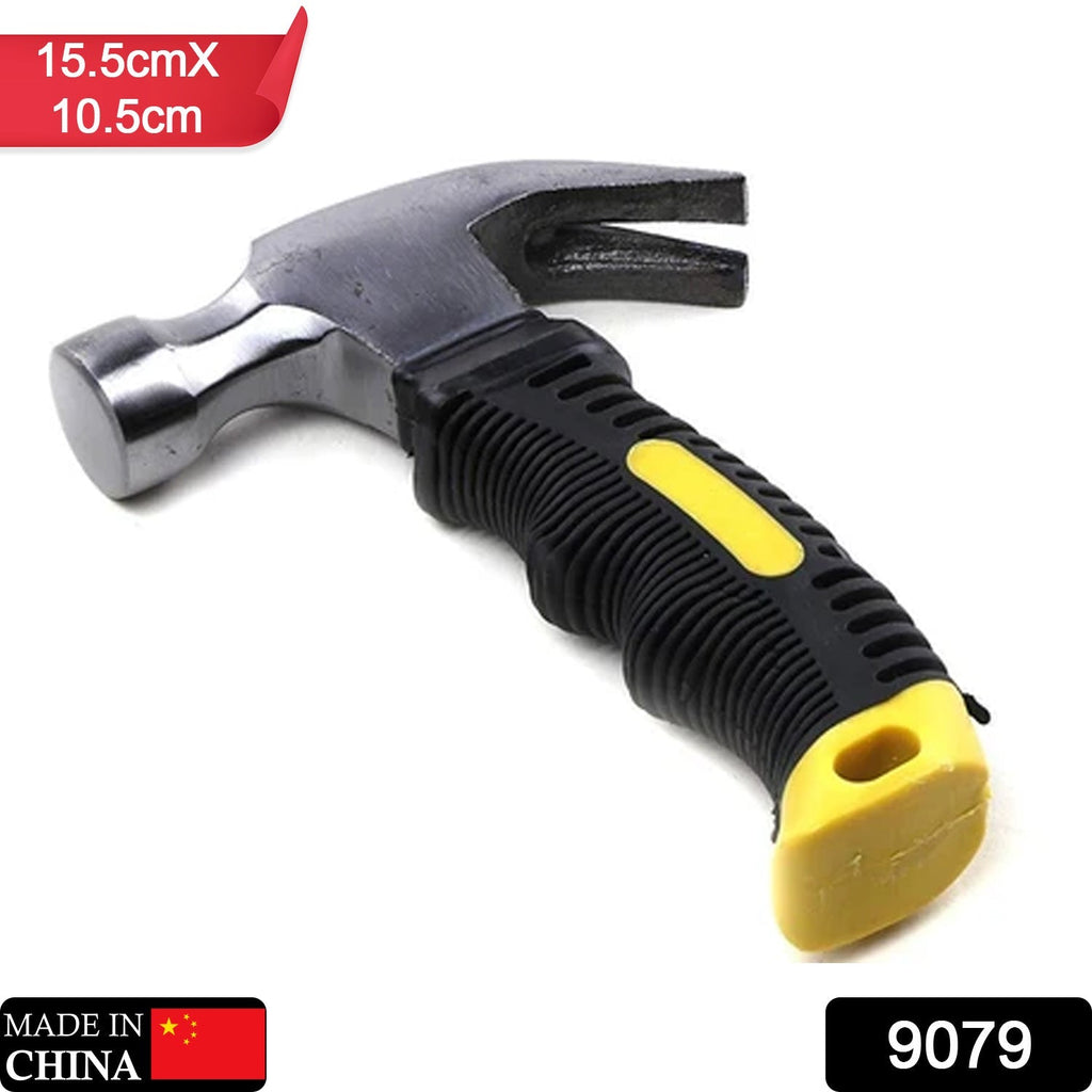 Close-up view of the durable high carbon steel head of the mini claw hammer.