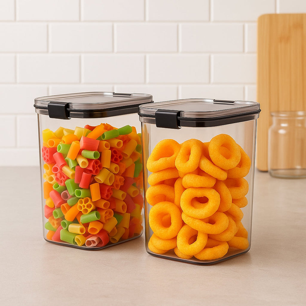 1200 ML airtight food storage container set in transparent BPA-free plastic with clip lock lid