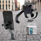 Detailed view of the aluminum alloy construction of the bike mobile holder.