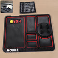 Non-slip car dashboard mat and phone holder for secure mobile placement