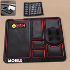 Non-slip car dashboard mat and phone holder for secure mobile placement