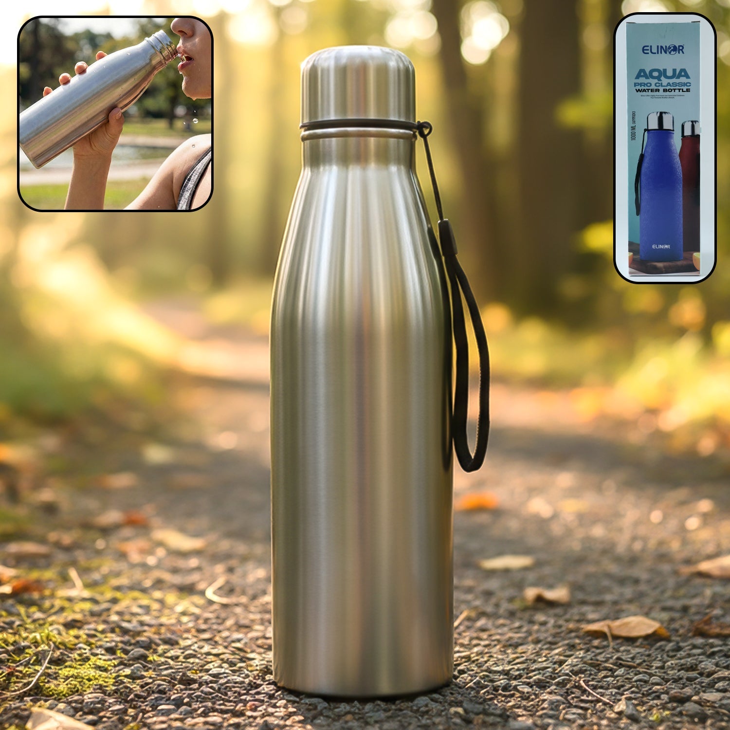 Stainless steel water bottle 1000 ML with leakproof screw cap