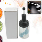 Multiple Heat-Resistant Glass Seasoning Jars arranged for kitchen storage.