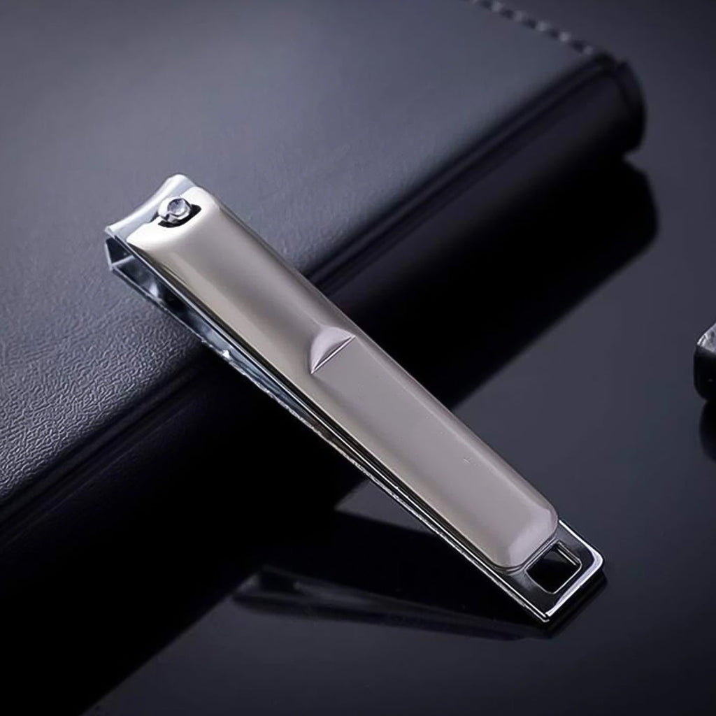 Folding mechanism of the stainless steel nail clippers, demonstrating compact storage.