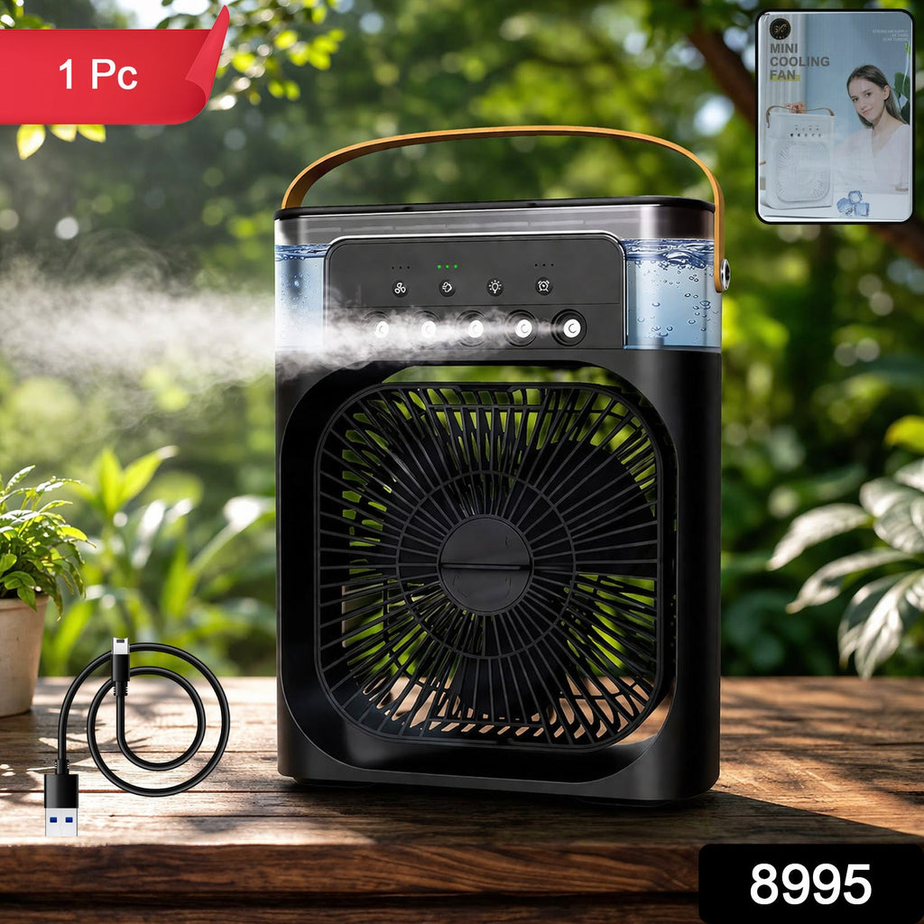 Lifestyle shot showing  portable air cooler fan in use