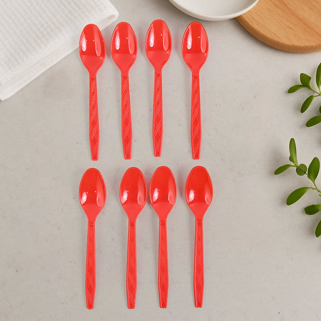 Vibrant colored plastic spoons ideal for everyday dining and outdoor picnics