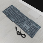 Wired USB keyboard with 104 keys for efficient typing.