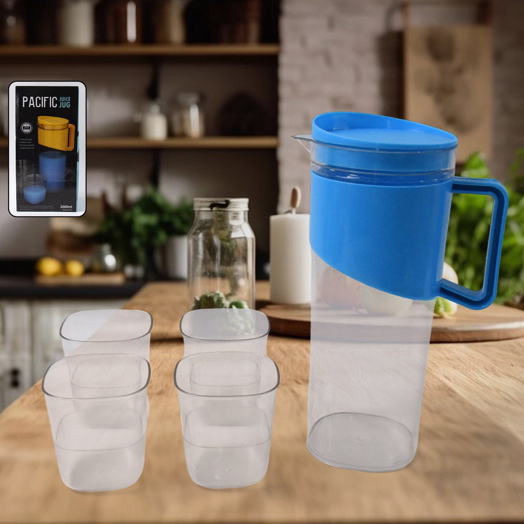 Transparent water jug with elegant handle and 2000 ML capacity