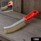 Close-up of the durable steel bristles on the metal cleaning brush.