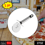 Sharp wheel of the Stainless Steel Pizza Cutter ready to slice through dough.