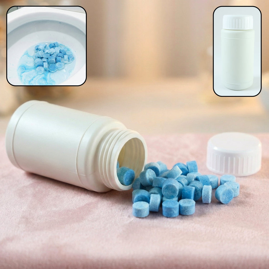 Automatic toilet tank cleaning tablets with blue deep flush action