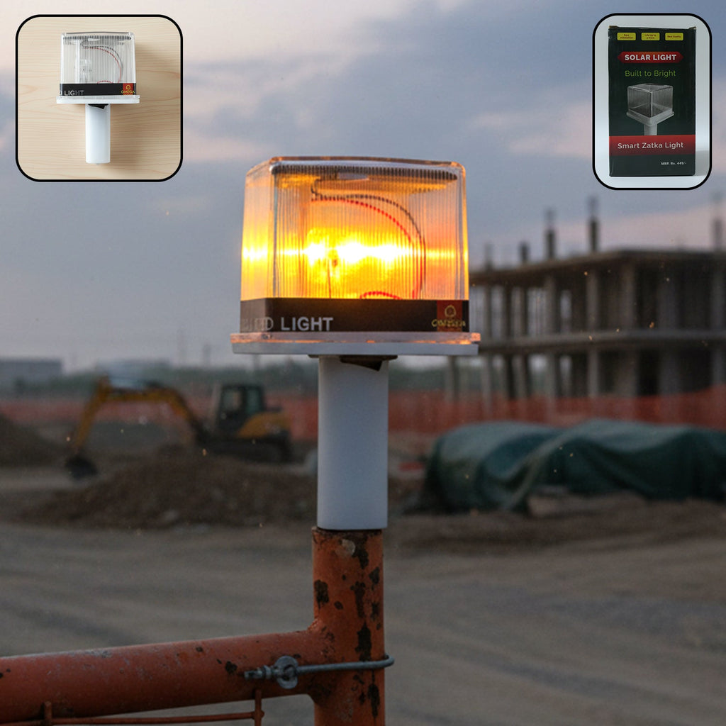 Outdoor solar warning beacon light with bright LED signal