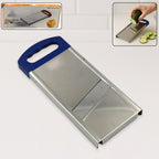 Compact potato slicer placed on a clean kitchen countertop, ready for use.