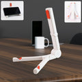 Foldable mobile phone and tablet stand offering adjustable viewing angles for desk and travel.