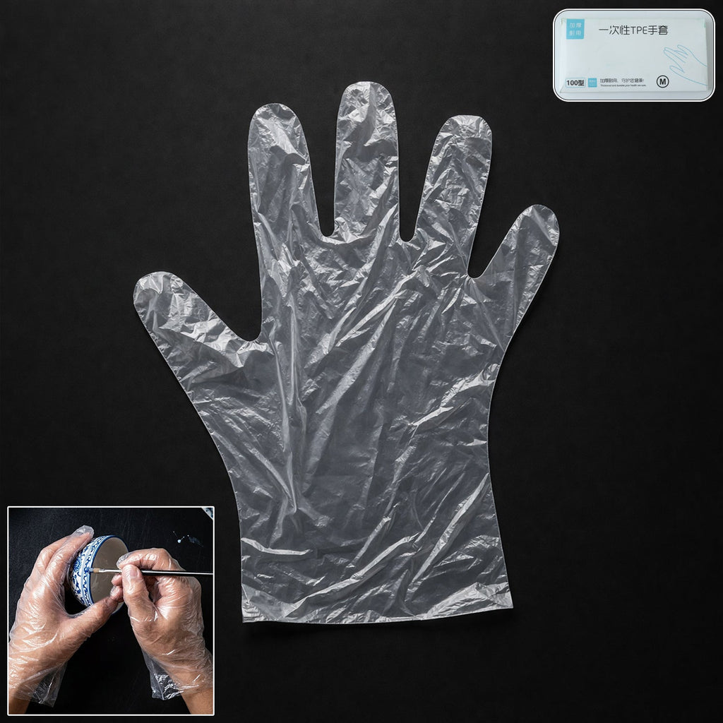 Disposable plastic gloves for household and commercial use