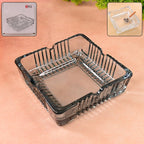 Crystal glass ashtray with a square design, showcasing its clear, polished finish.